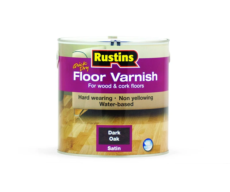 Rustins Floor Varnish Dark Oak 2.5L Satin- Fast-Drying Floor Protection for Interior Wood – Easy Application with Tough, Long-Lasting Finish