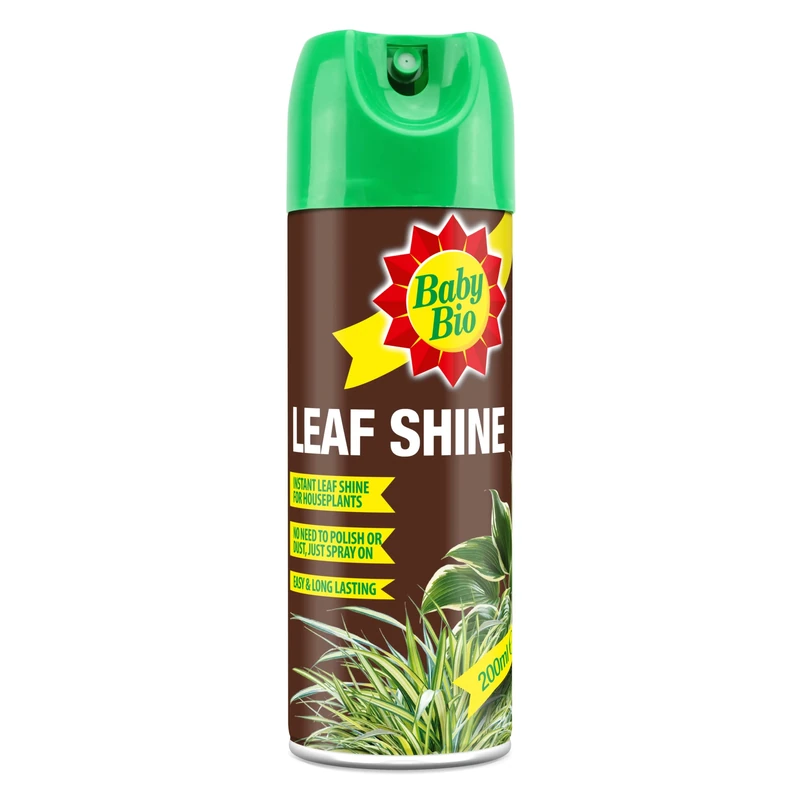 Baby Bio 84899143 Leaf Shine, 200ml - Ready To Use Houseplant Care - Aerosol Spray for a Natural Long Lasting and Healthy Shine - Removes Dust from Plant Leaves - Prevents Yellowing