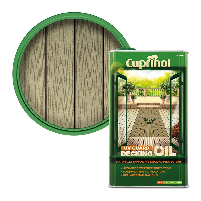 Cuprinol 5122415 Uv Guard Decking Oil_SML Exterior Woodcare, Natural Oak