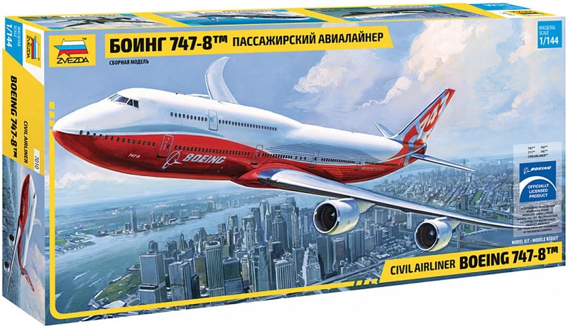 Zvezda 1/144 Boeing 747-8 Plastic Model Kit - 53 cm