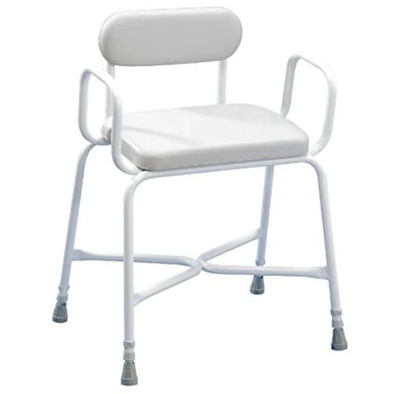 Homecraft Sherwood Plus Perching Stool, Bariatric Stool, Angled Shower Seat, Bath Chair with Back & Arm Rests for Elderly, Handicapped, & Disabled Users (Eligible for VAT relief in the UK)