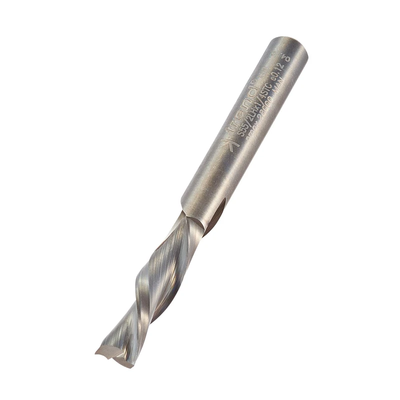 Trend Professional Spiral Down-Cut Router Cutter, 1/4 Inch Shank, 6.35mm Cut Diameter & 25mm Cut Length, Solid Tungsten Carbide, S55/2LHX14STC