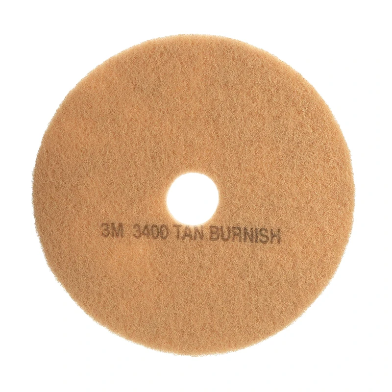 3M Tan Burnish Pad 3400, 27" Floor Care Pad (Case of 5)