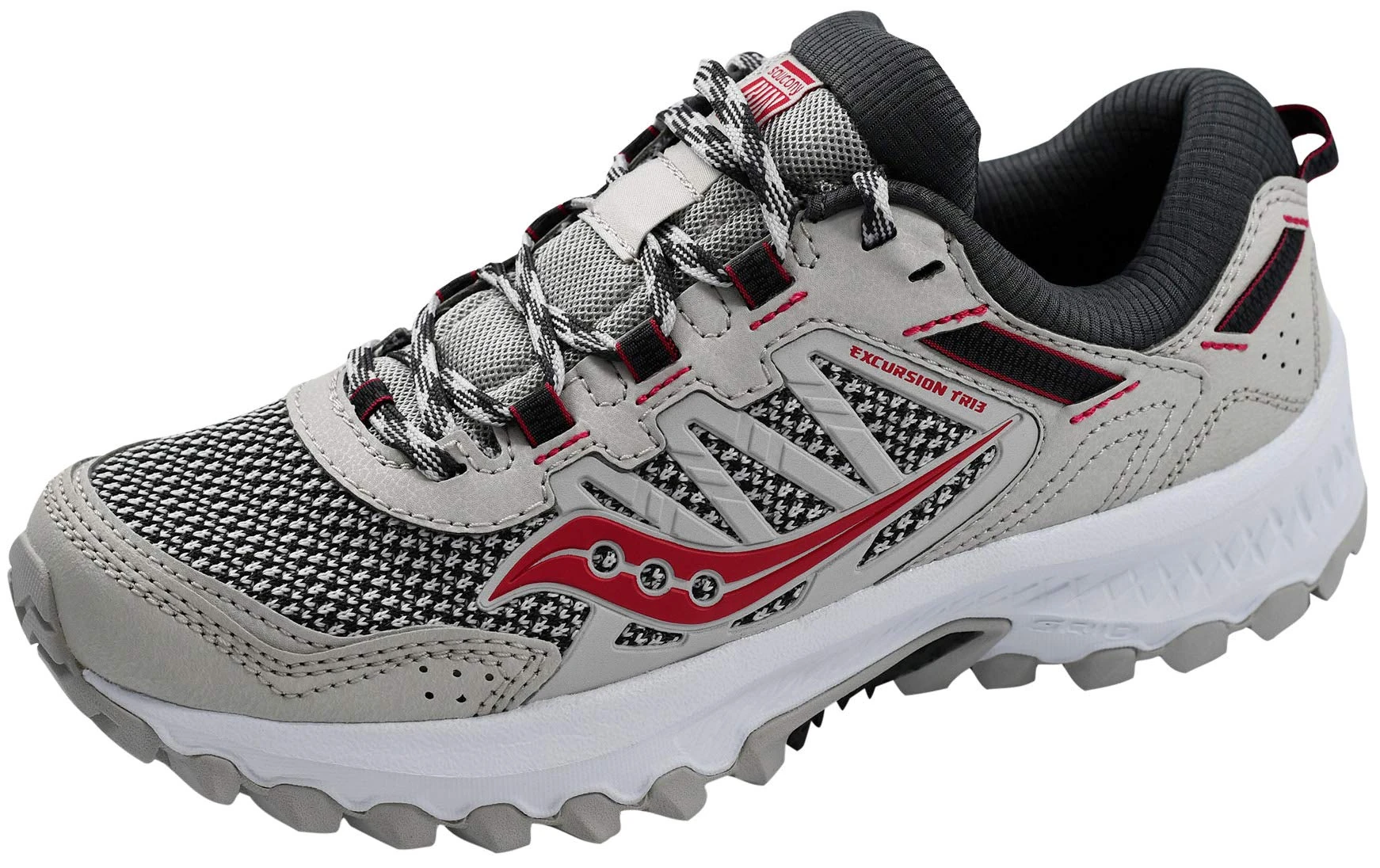 Saucony Women's Versafoam Excursion Tr13 Road Running Shoe, Grey/Black/Burgundy, 8 M US