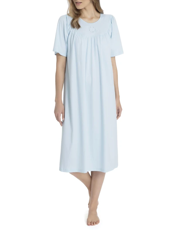 Calida Women's Nightshirt Soft Cotton Plain Nightie, Blue (hellblau 700), S