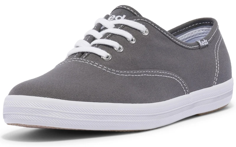 Keds Women's Champion Original Canvas Lace-Up Sneaker, Grey, 5 UK