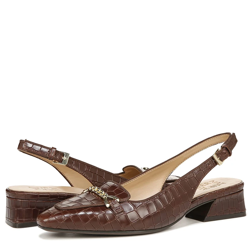 Naturalizer Women's Court Shoes - Lindsey Slingback, Brown Croc Leather, UK 6, Medium Fit