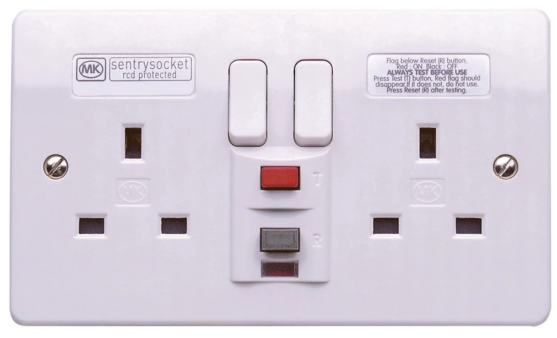 Mk K6233WHI 2-Gang 13A RCD Socket 30MA Passive