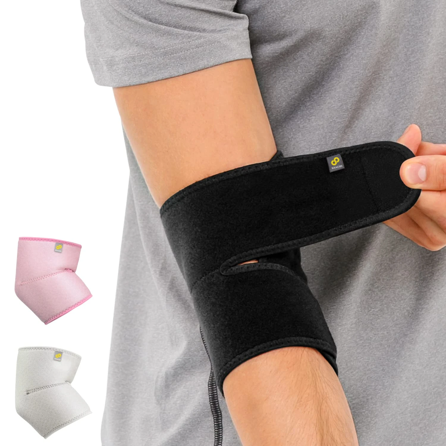 BRACOO Elbow Support Brace, Men Women, Adjustable Neoprene Support Sleeve for Tennis, Golf, Pickleball, Weightlifting, ES10 (Black)