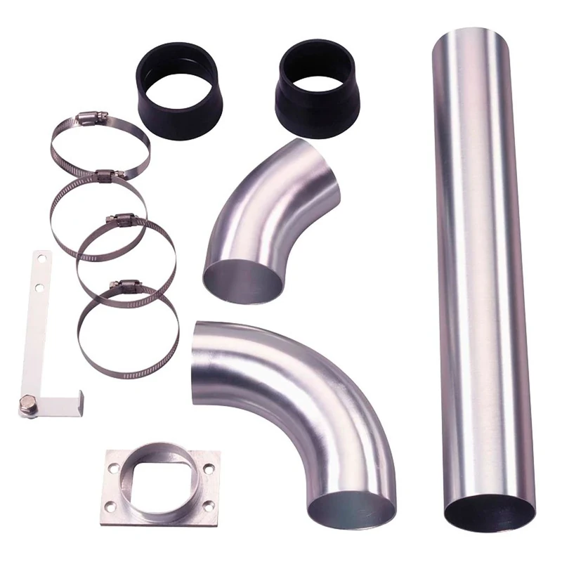 AutoStyle Universal DIY Air-Intake Kit Anodized Silver coloured Matt-Aluminium 76mm