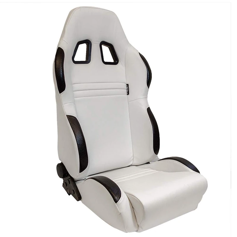 AutoStyle Sport seat 'Type T' - White/Black Synthetic leather - Dual-side reclinable back-rest - incl. slides