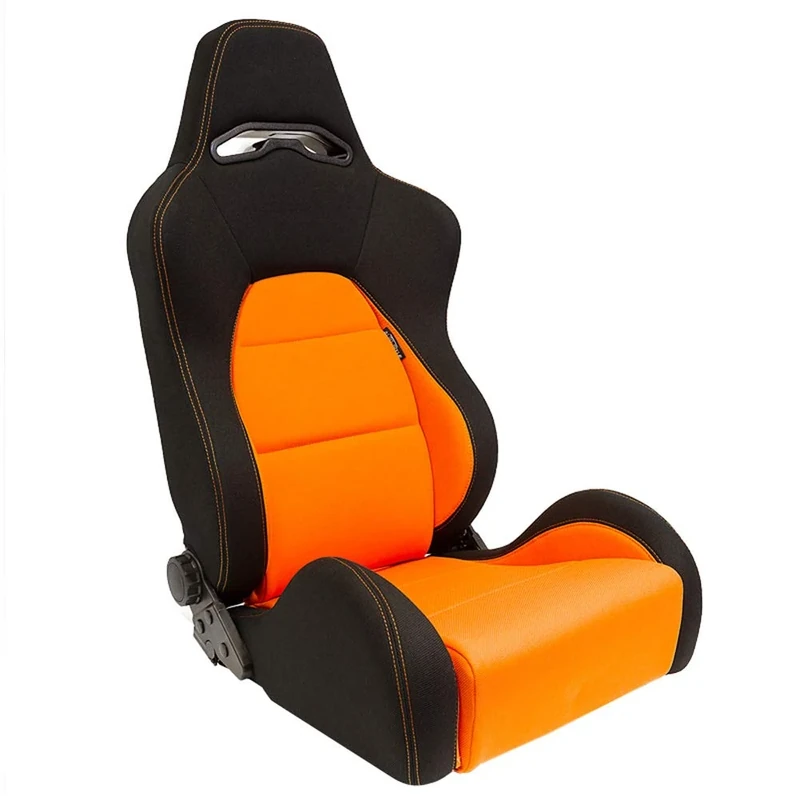 AutoStyle Sport seat 'Eco' - Black/Orange - Dual-side reclinable back-rest - incl. slides
