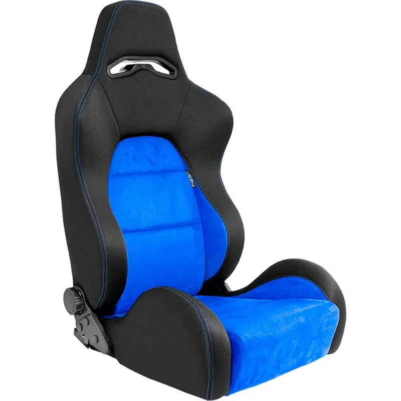 AutoStyle Sport seat 'Eco Soft' - Black/Blue - Dual-side reclinable back-rest - incl. slides
