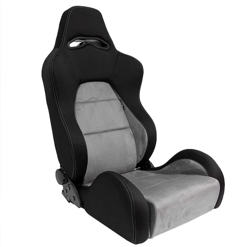 AutoStyle Sport seat 'Eco Soft' - Black/Grey - Dual-side reclinable back-rest - incl. slides