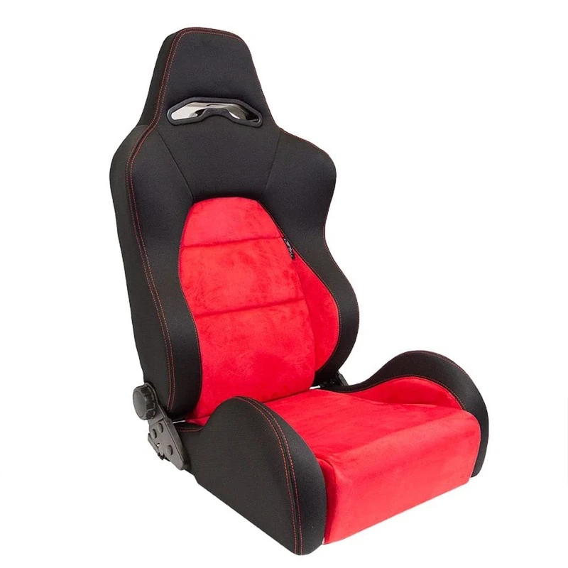 AutoStyle Sport seat 'Eco Soft' - Black/Red - Dual-side reclinable back-rest - incl. slides