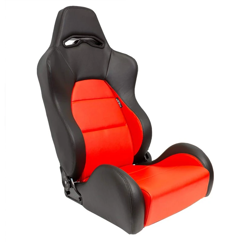 AutoStyle Sport seat 'Eco' - Black/Red Synthetic leather - Left-side reclinable back-rest - incl. slides
