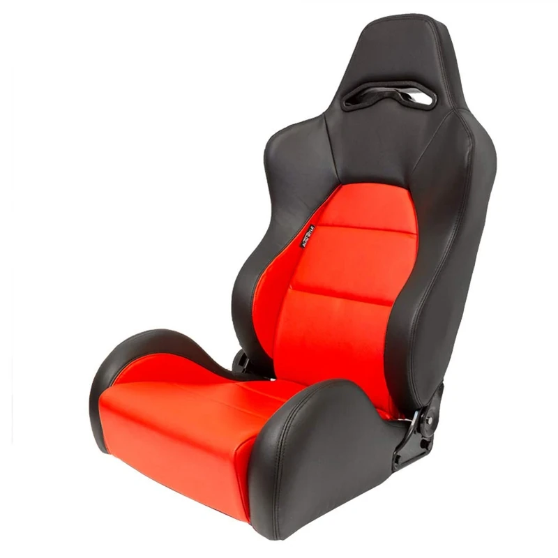 AutoStyle Sport seat 'Eco' - Black/Red Synthetic leather - Right-side reclinable back-rest - incl. slides