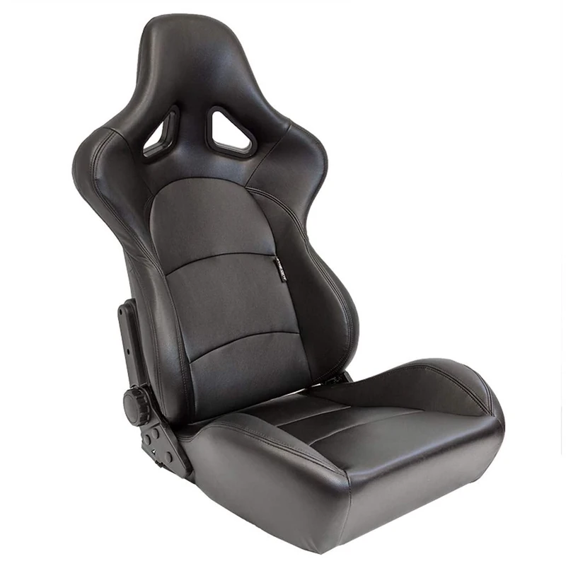 AutoStyle Sport seat 'BS2' - Black Synthetic leather - Dual-side reclinable fibreglass back-rest - incl. slides