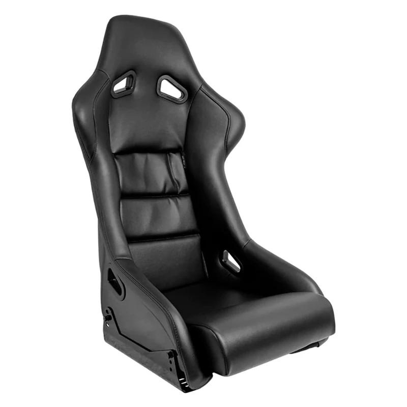 AutoStyle Sport seat 'BS1' - Black Synthetic leather - Non-reclinable fibreglass back-rest - incl. slides