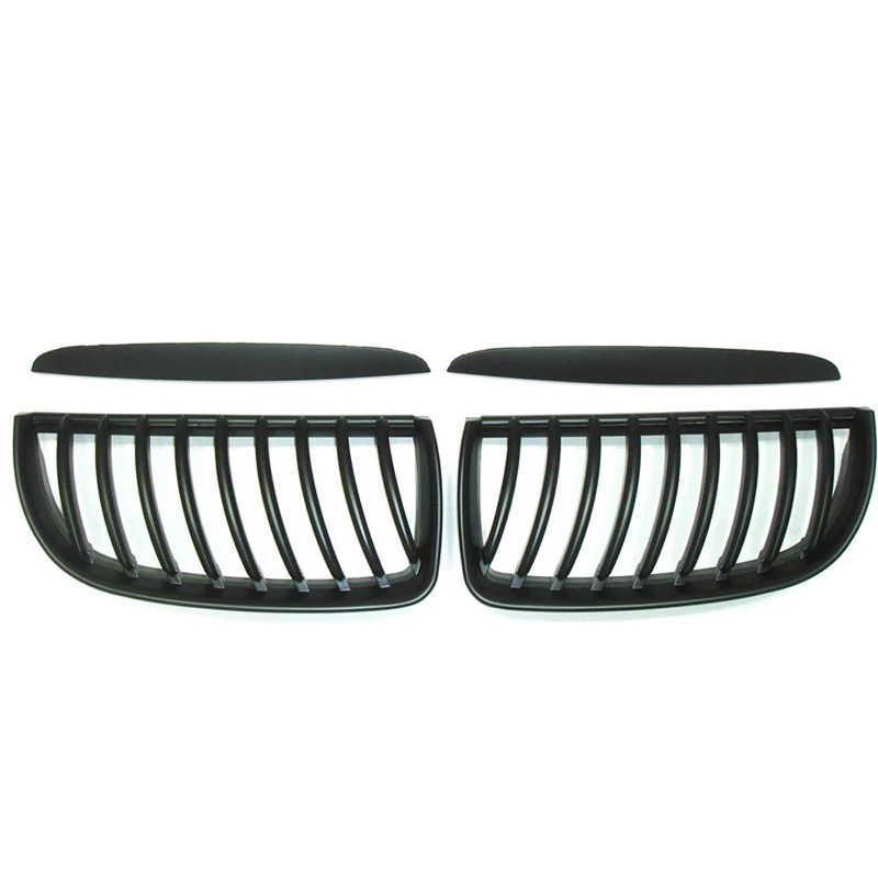 AutoStyle Full Matt Black Grills compatible with BMW 3-Series E90/E91 Sedan/Touring 2005-2008