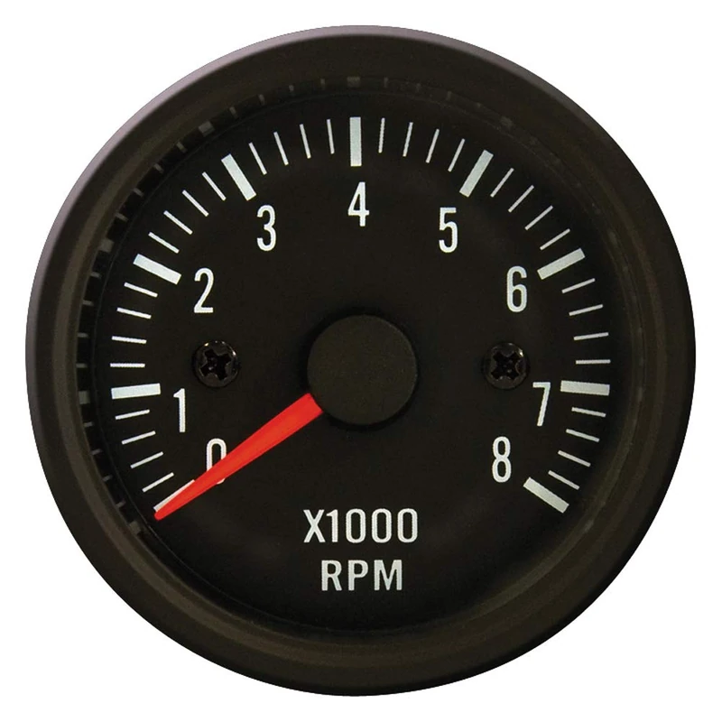 AUTO-STYLE Performance Instrument Black Tachometer >8000rpm 2/3/4/5/6/8 cyl. 52mm