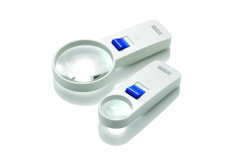 Round LED Magnifier, 4X Magnification with 75mm Lens, Hand-held Magnifier, Easy On/Off Switch, Scratch-Resistant Aspheric Lens, Provides Bright Illumination, Ideal for Close Inspection Tasks