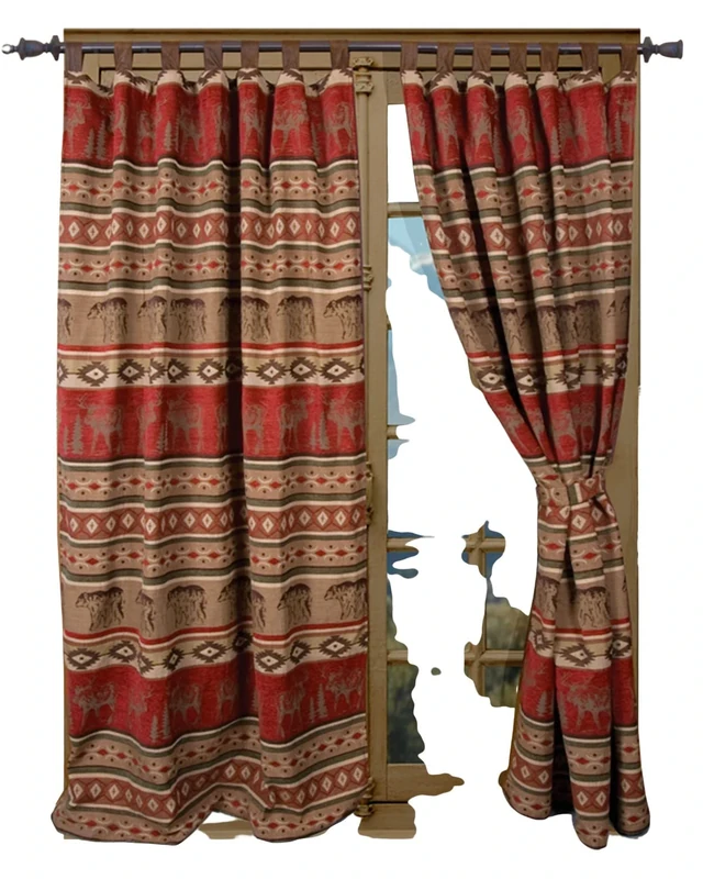 Carstens Adirondack Drapes, Chenille Curtain Panel, Multi, 54 Inches x 84 Inches