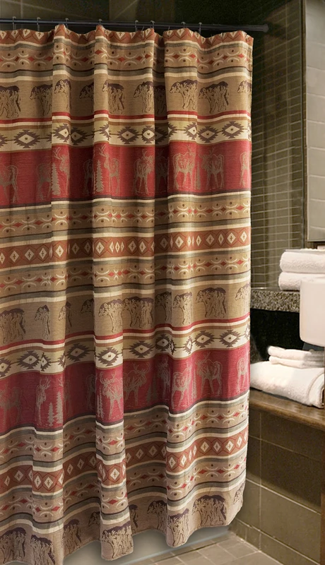 Carstens JB1104 Adirondack Shower Curtain Black, 72" X 72"