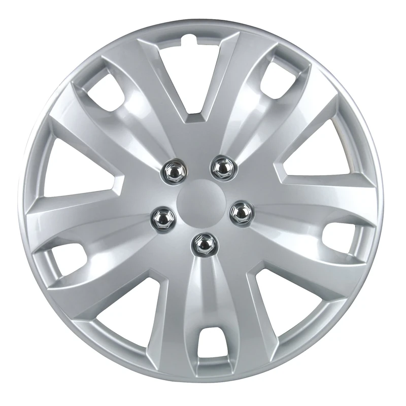 Unitec 74853 Hockenheim Hub Caps in 100 % 4 Set 16 inch Silver - Car Wheel Trims (Set of 4)