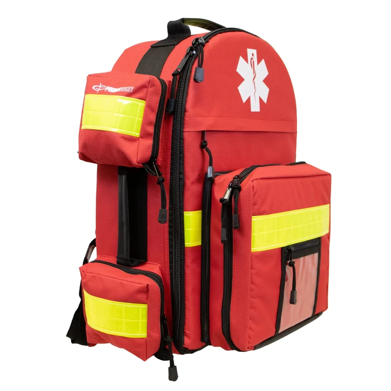 Primacare KP-4183 Trauma Emergency Medical Supplies Tactical Trauma Back Pack Bag for Holding O2 Tank, 17/6/19 inches, Red