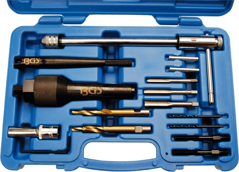 BGS 8297 | Tool Tray 1/3: Glow Plug Removal and Thread Repair Set | M8, M10 | 17 pcs.