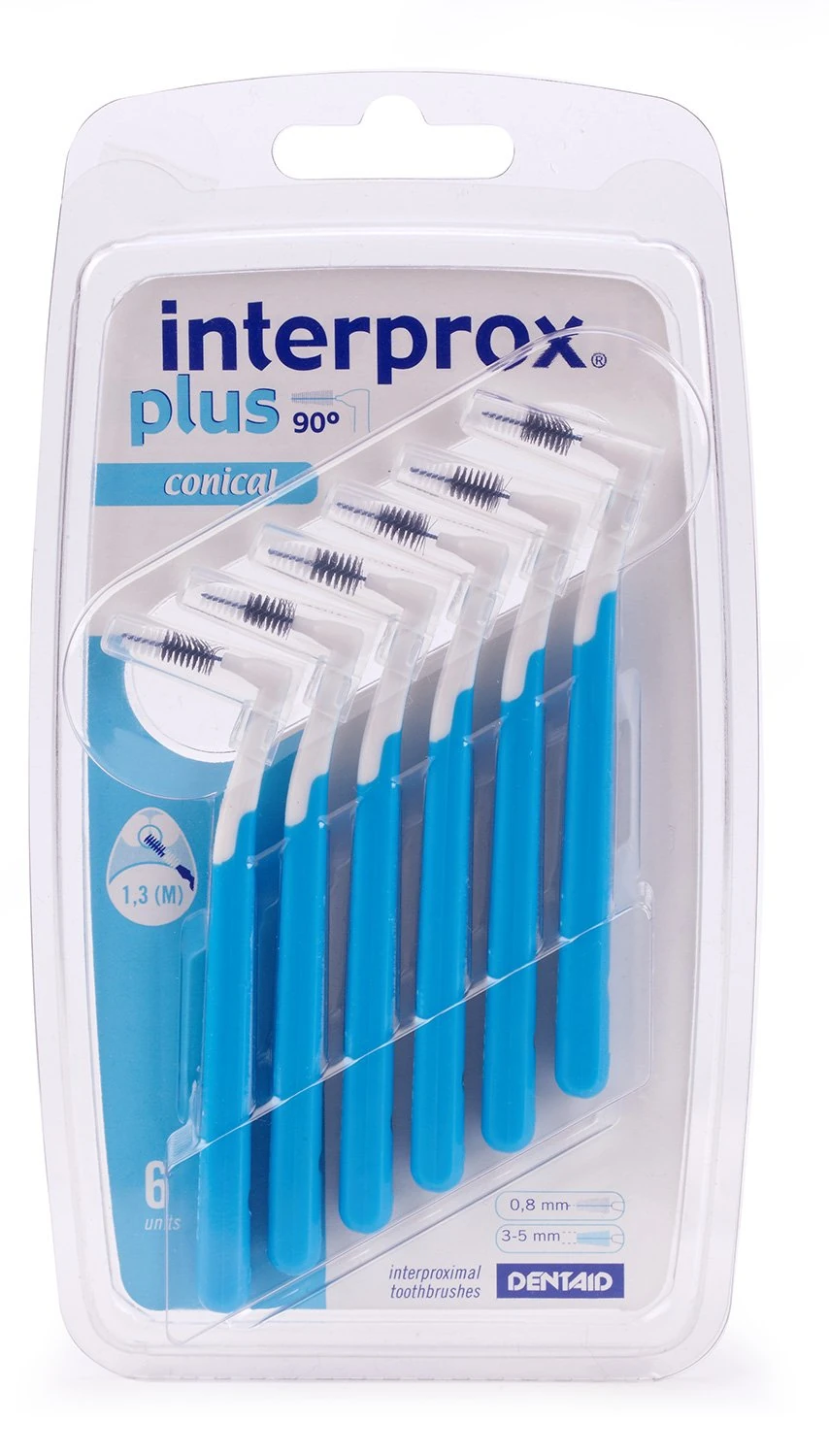 Interprox 0.8 mm Blue Plus Interproximal Conical Brush - Pack of 6