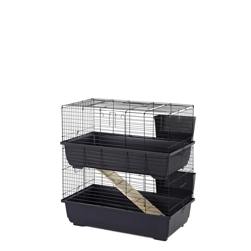 Little Friends Rabbit Cage, Double Tier, 80 cm,Blue/Black