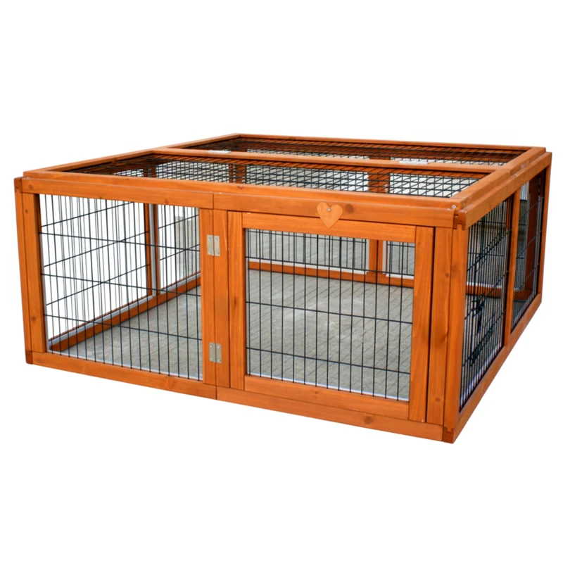 Outdoor Rabbit Play Pen | Guinea Pig Exercise Enclosure | Wooden Small Animal Run and Playpen | 104 x 109 x 48 cm