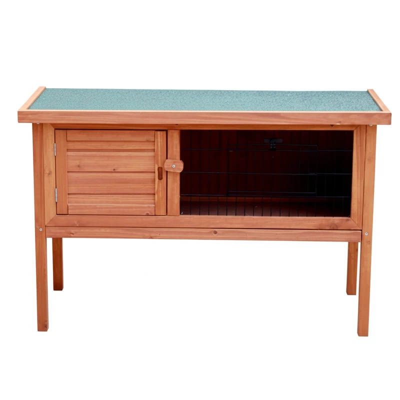 Outdoor Rabbit Hutch | Single Storey Guinea Pig Cage | Wooden Small Animal Home with Mesh Front | Large – 136 x 50 x 70 cm