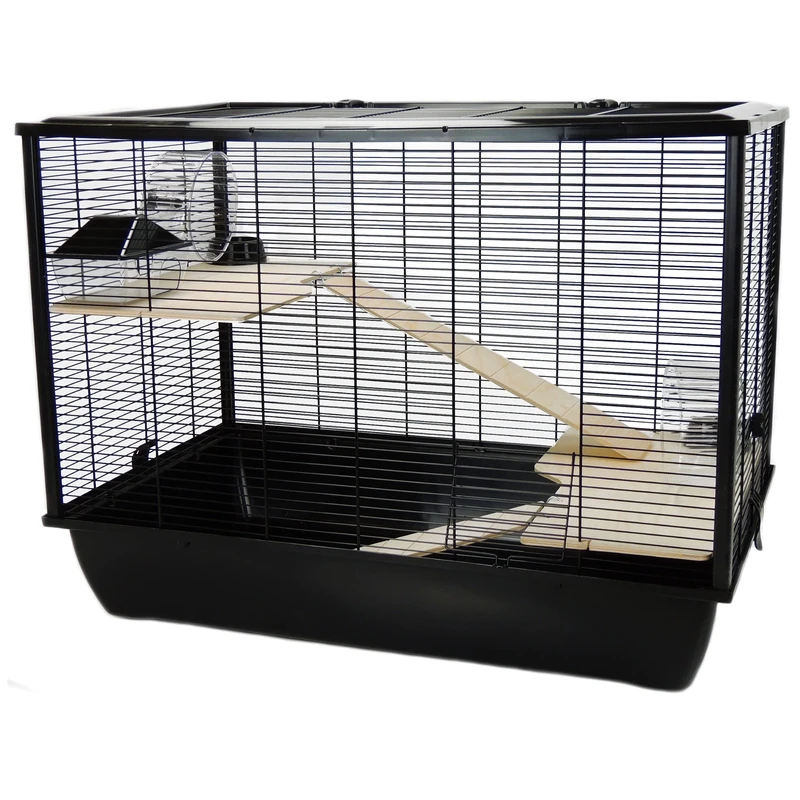 Hamster & Rat Cage Langham 78 x 48 x 58cm - Black, 2 Floors | Little Friends