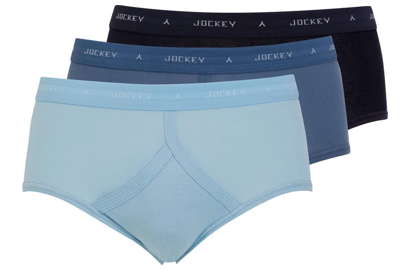 Jockey UK Classic Cotton Rib Y-Front Brief 3Pack, Navy/Indigo/Azure, 36 Waist
