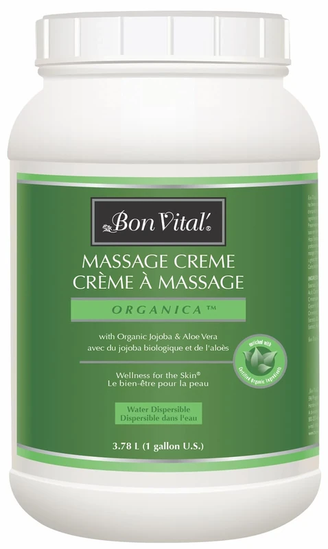 Bon Vital Organica Massage Crème Made with Certified Organic Ingredients for an Earth-Friendly & Relaxing Massage, 1 Gallon Jar