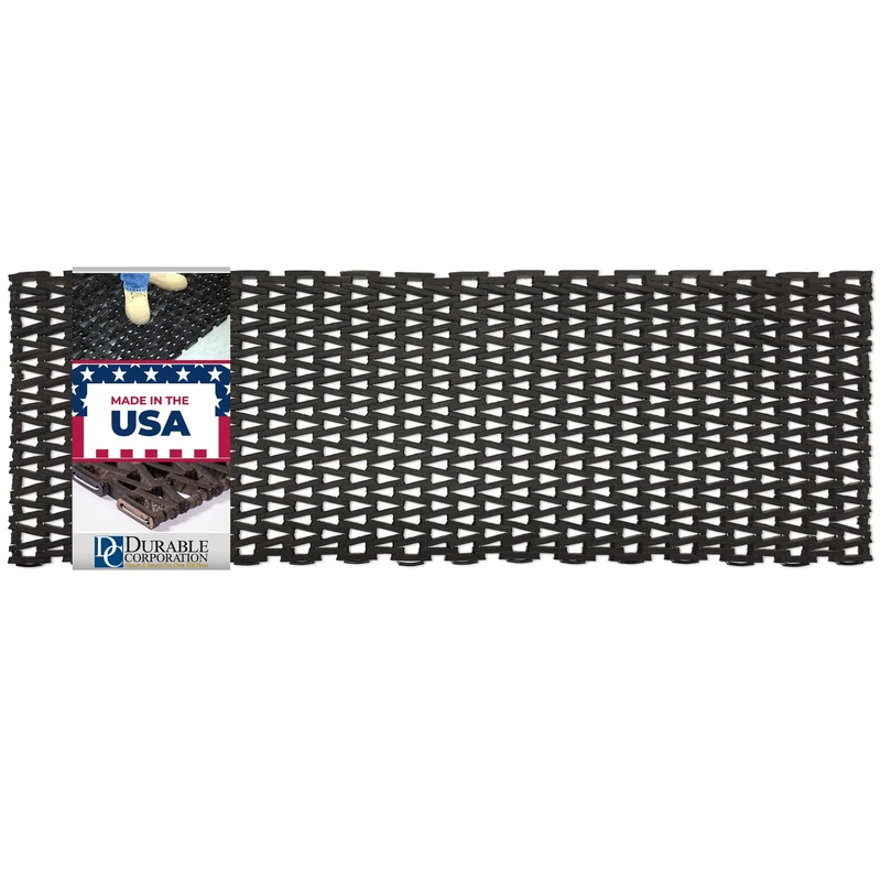 Durable Corporation 108 Recylcled Tire-Link Anti-Fatigue Mat, for Wet Areas, Herringbone Weave, 24" Width x 60" Length x 5/8" Thickness, Black