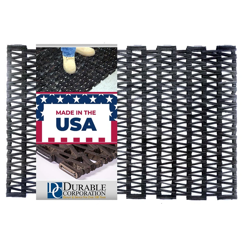 Durable Corporation-108H2030 Durite Recycled Tire-Link Outdoor Entrance Mat Herringbone Weave, 20" x 30", Black - Image 1