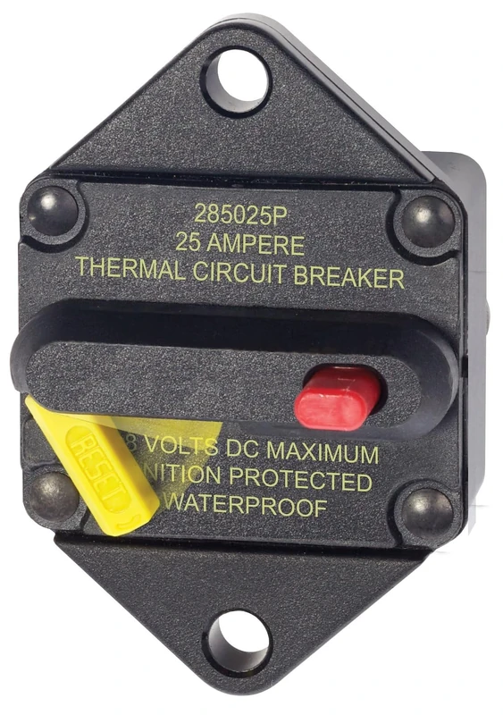 Blue Sea Systems 7080 285-Series Circuit Breaker, Panel Mount, 25A