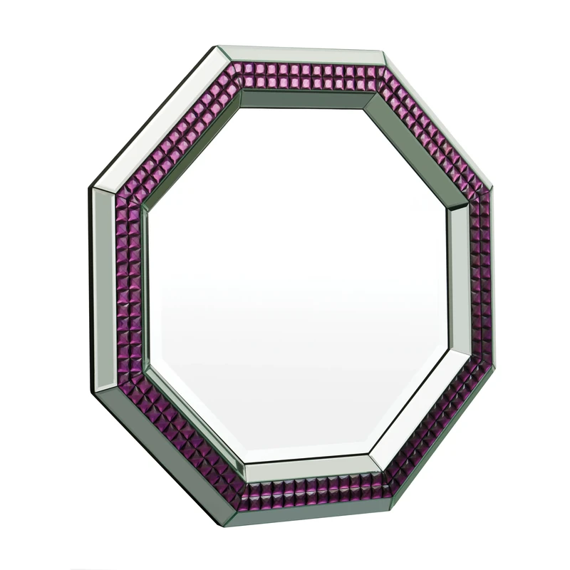 Premier Housewares 92.6 x 92.6 cm Octagonal Wall Mirror, Clear/Purple