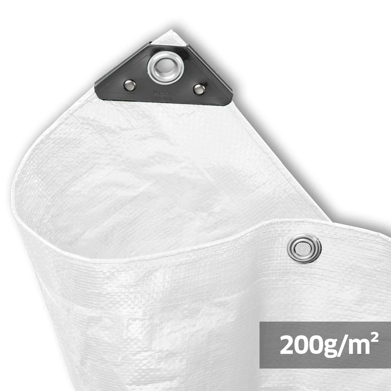 Noor Tarpaulin Waterproof Cover, 200 g/m², 4.00 x 8.00 m, Color: white, PP/PE
