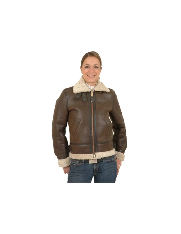 Schott NYC Women's LCW1257 Leather jacket Long Sleeve Jacket, Brown (Dark Brown), 8 (Manufacturer Size:Small)