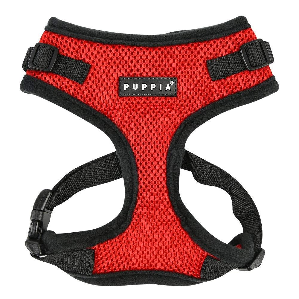 Puppia Ritefit Dog Harness small dog and medium dog harness - Adjustable and Super soft in many colours - Also usable as Puppy Harness - Anti Pull Dog Lead, Red, L