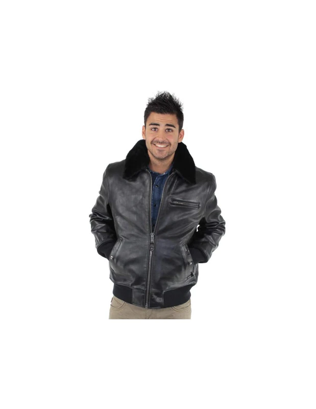 Schott NYC Men's Lc1380 Flight Leather Long Sleeve Jacket, Black, Medium