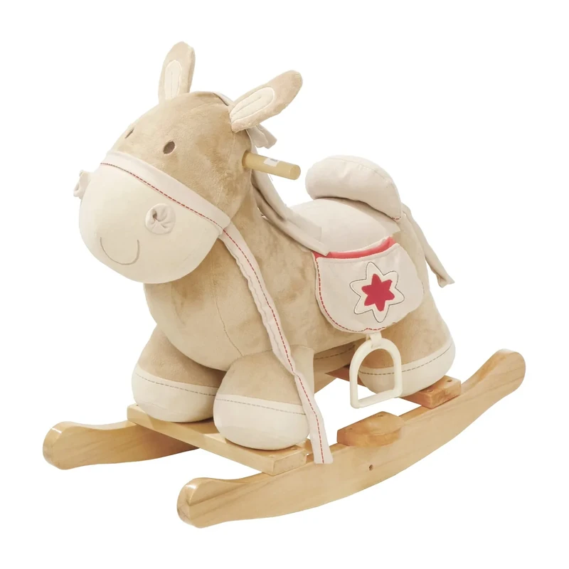 Roba Baumann Unbekannt wooden rocking horse with fabric padding, rocking toy for children aged 18 months and older