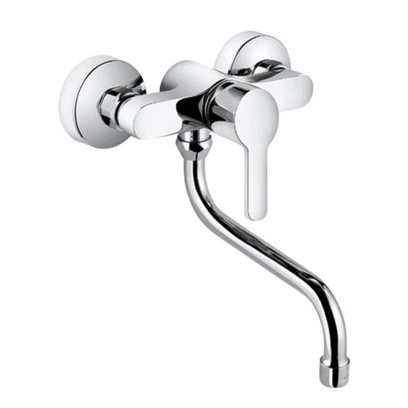 Kludi 37 924 05 75 Chrome Kitchen Sink Tap with Fixed Spout - Grey