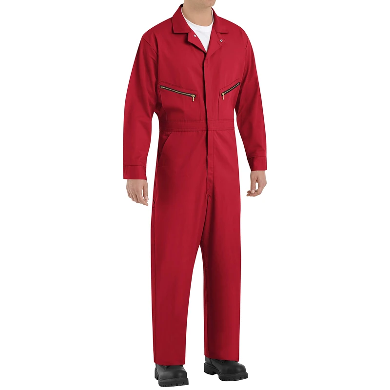 Red Kap Men's Zip-Front Cotton Coverall - Red - 60 Lange