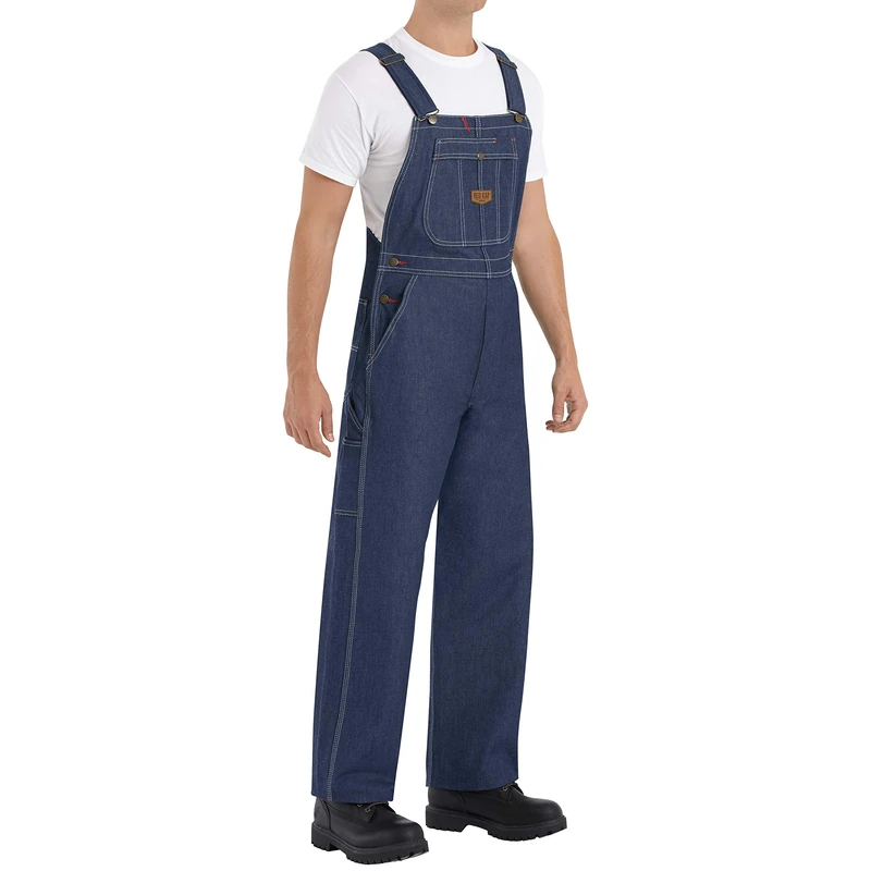 Red Kap Men's Denim Bib Overall, Denim, 32W / 30L